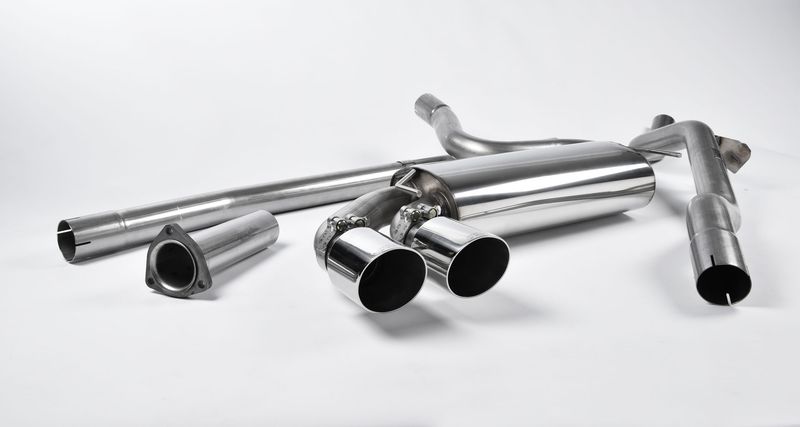 Downpipe-back Non-resonated (louder). Polished OEM-Style Tips. R