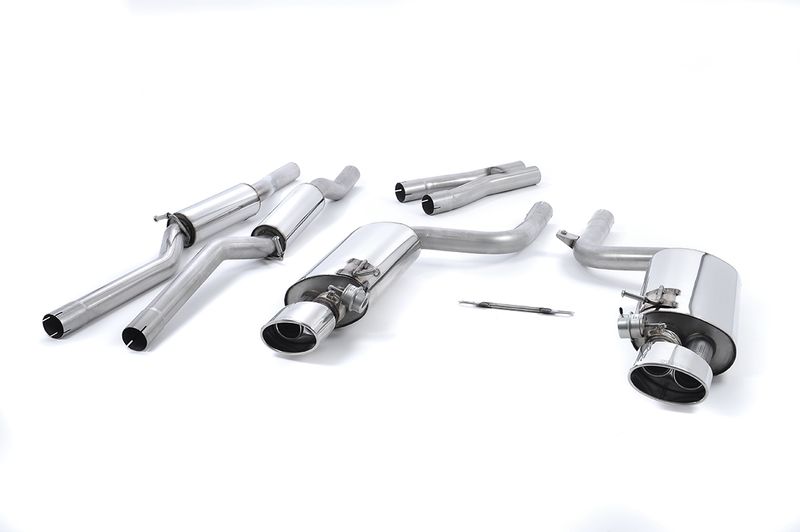 Cat-back Resonated. Including Exhaust Valves. Polished Oval Trim