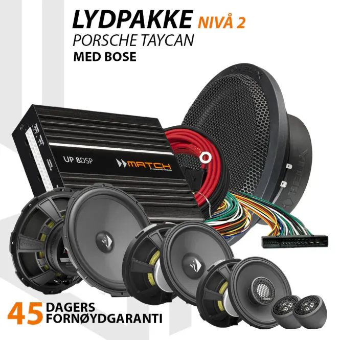 Hovedbilde Match Lydoppgraderingspakke Porsche Taycan - Nivå 2 Nivå 2 lydoppgraderingspakke til Porsche Taycan 2020--> m/BOSE
