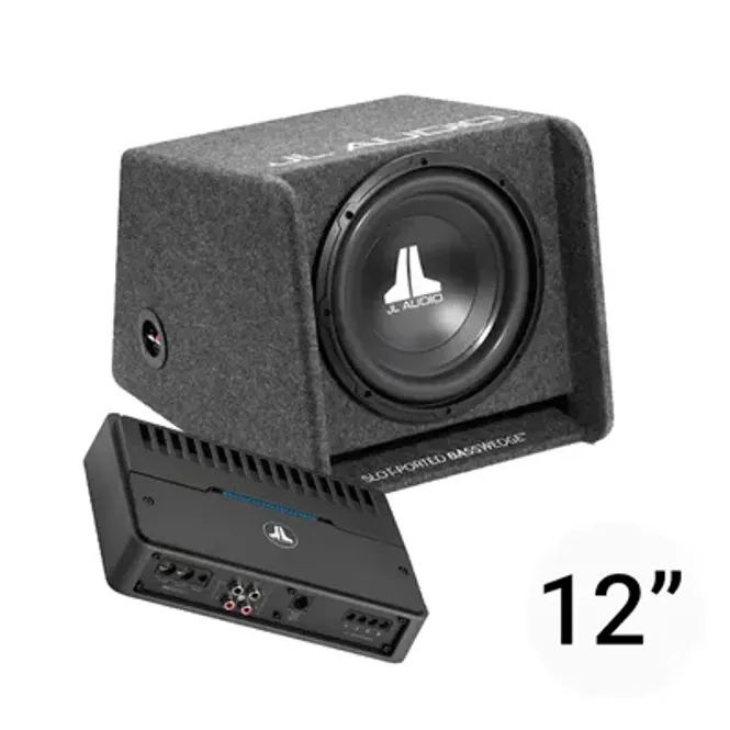 Hovedbilde JL Audio 12`` basspakke Basspakke 12`` kasse og forsterker på 250W RMS