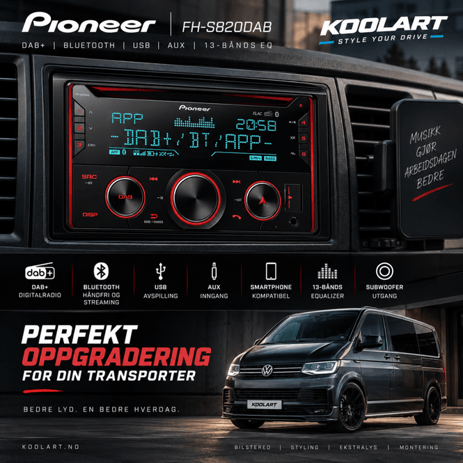Hovedbilde Pioneer FH-S820DAB CD, BT, DAB+, USB, AUX