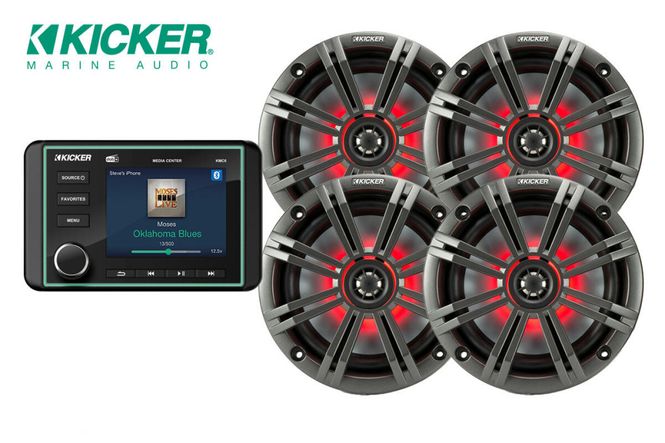 Hovedbilde Kicker båtstereo pakke m/DAB+ og 4 høytt KMC6 mediasenter med 4stk KM654L