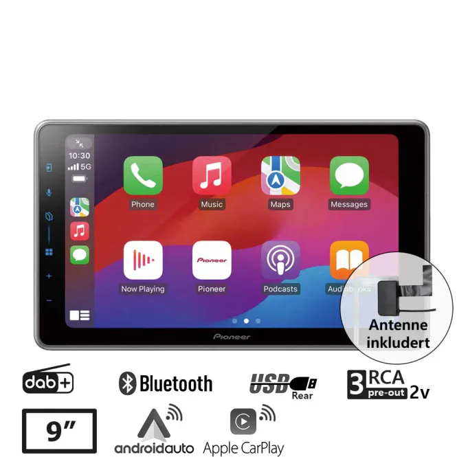 Hovedbilde Pioneer SPH-DA97DAB-UNI DAB+, Trådløs CarPlay og Android Auto, Bluetooth, 1-DIN chassis, DAB-antenne