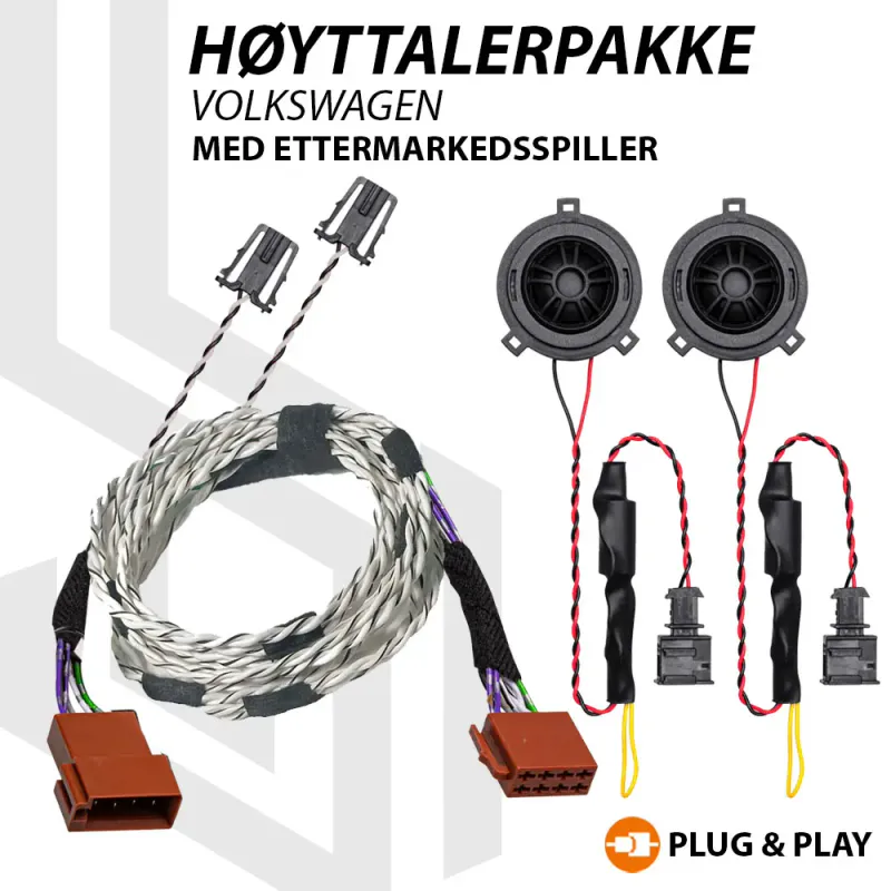 OPTION høyttalerpakke Volkswagen Ettermontering av diskanter i Volkswagen med ettermarkedsspiller, uten original diskant
