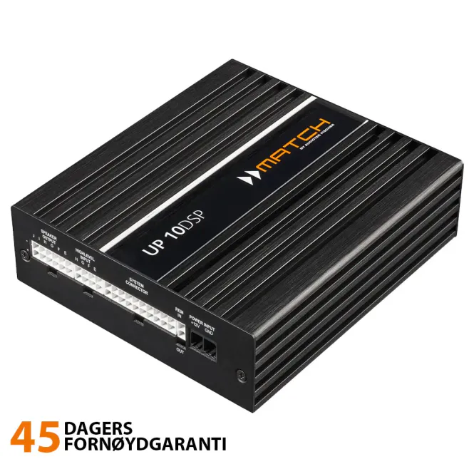 Hovedbilde MATCH UP 10DSP 10 kanals forsterker med 11 kanals DSP. 8 kanaler høynivå inn.